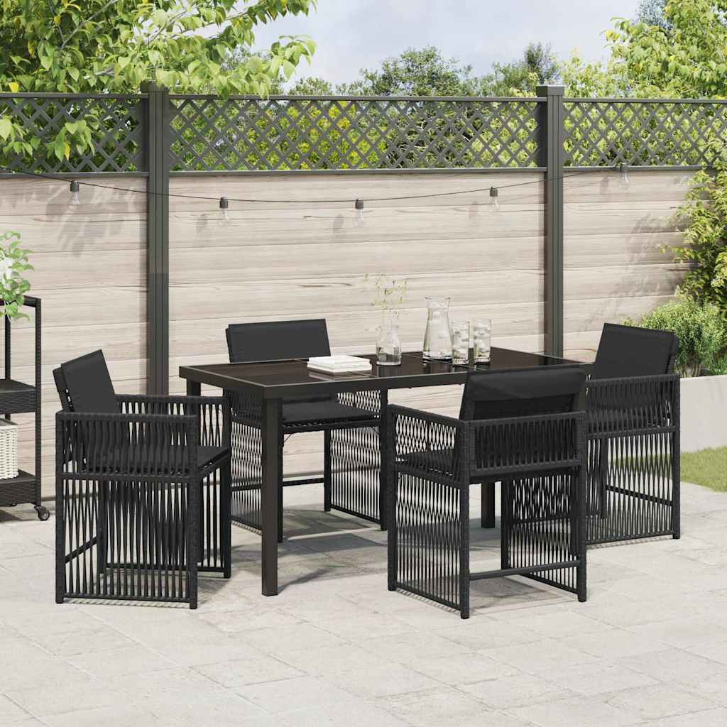 vidaXL Zestaw do jadalni w ogrodzie 5 pcs Czarny polirattan