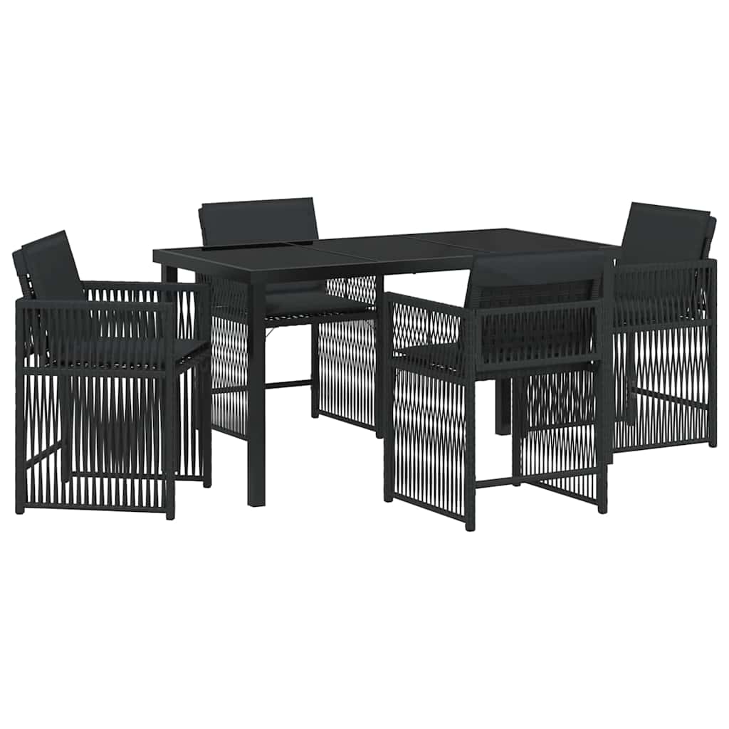 vidaXL Zestaw do jadalni w ogrodzie 5 pcs Czarny polirattan