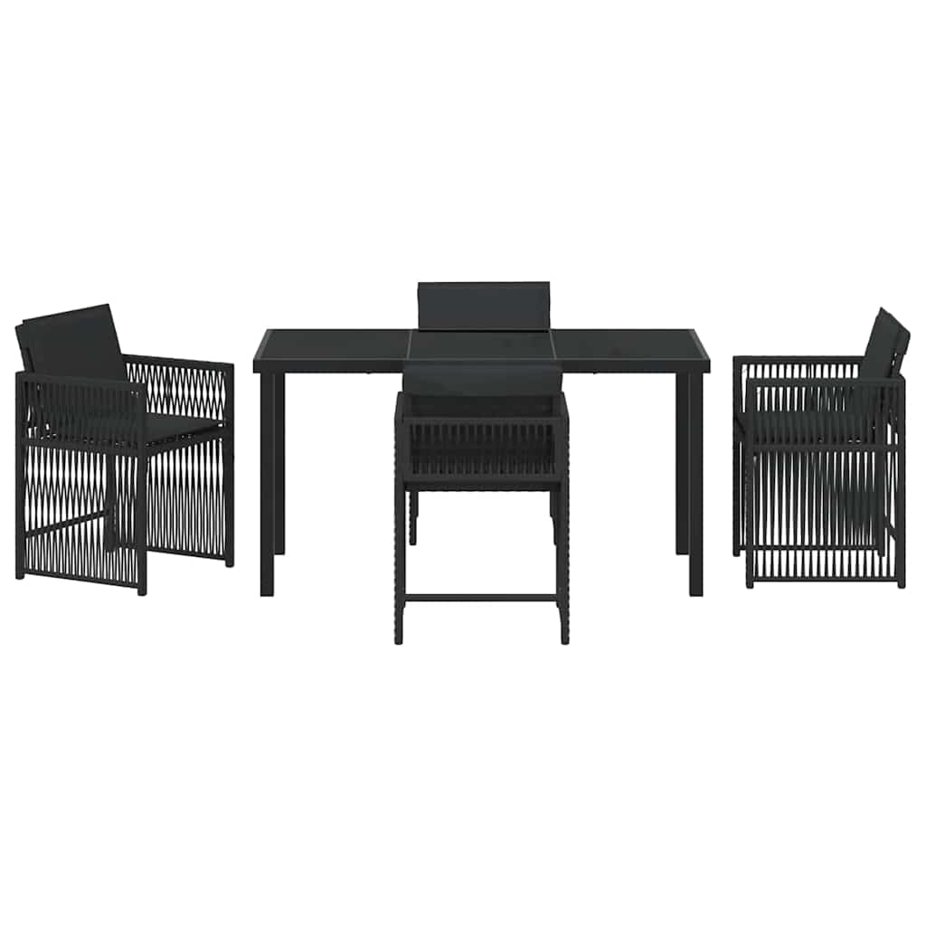 vidaXL Zestaw do jadalni w ogrodzie 5 pcs Czarny polirattan