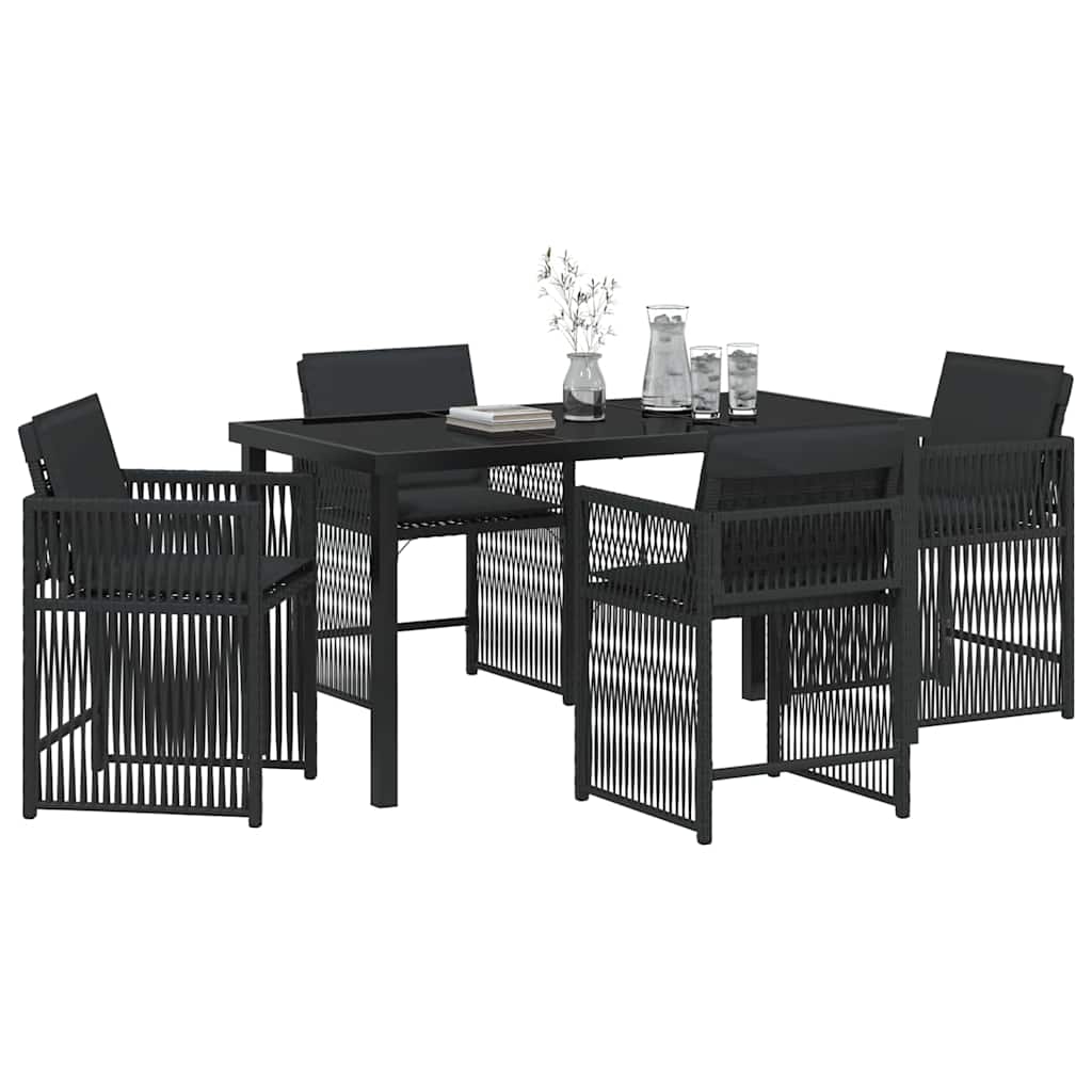 vidaXL Zestaw do jadalni w ogrodzie 5 pcs Czarny polirattan
