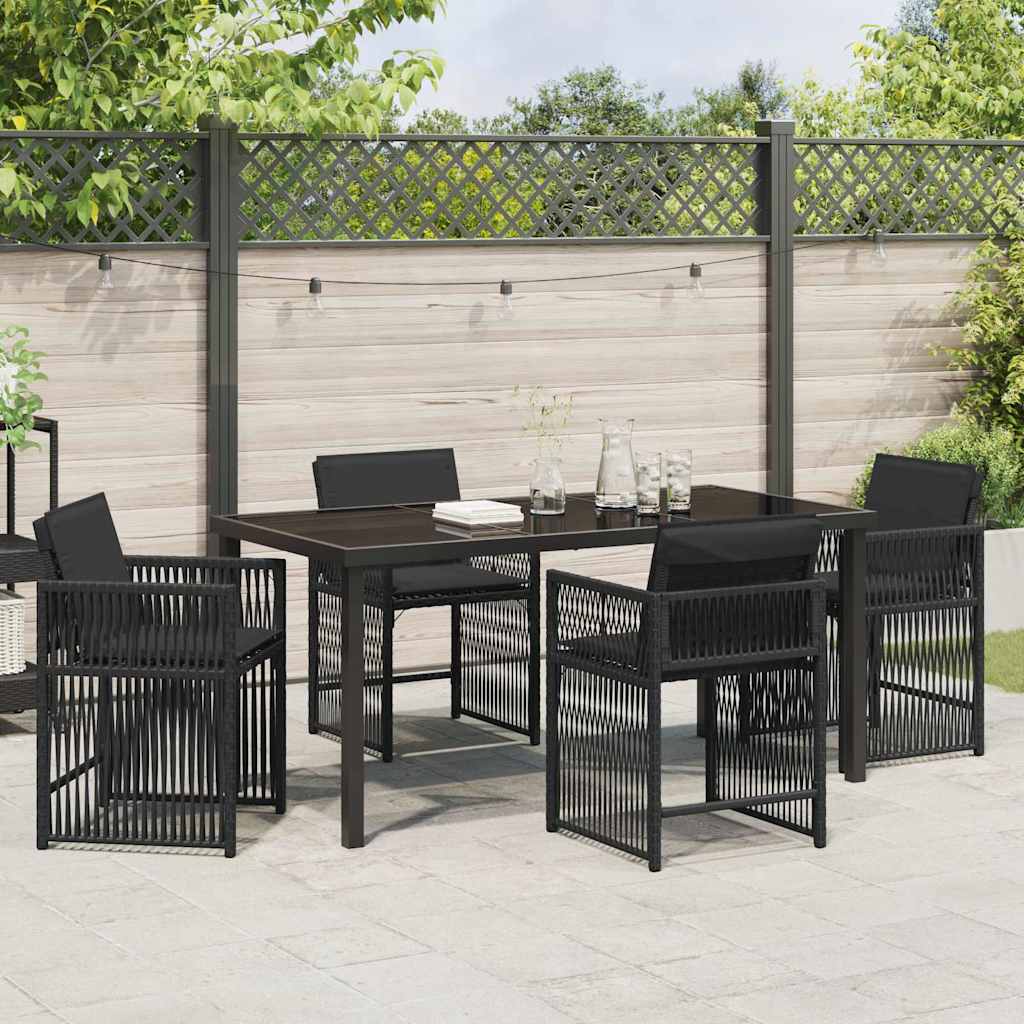 vidaXL Zestaw do jadalni w ogrodzie 5 pcs Czarny polirattan
