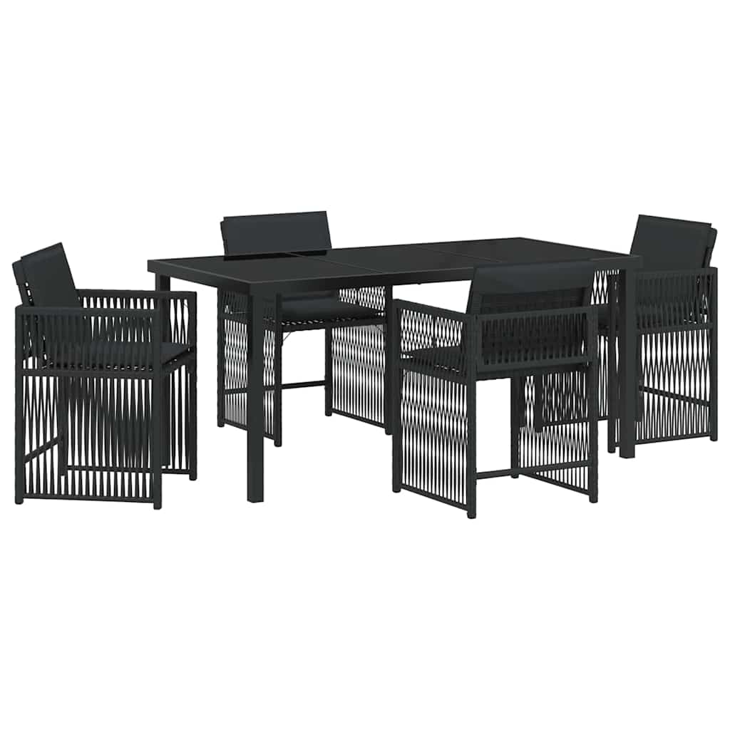 vidaXL Zestaw do jadalni w ogrodzie 5 pcs Czarny polirattan