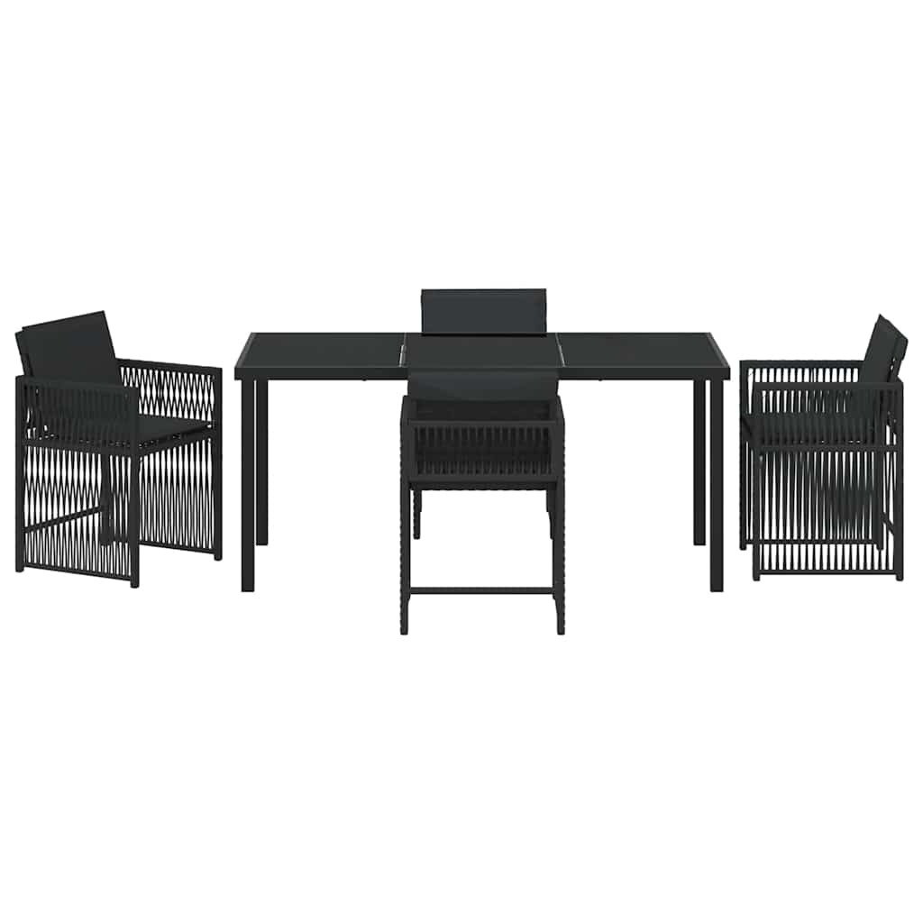 vidaXL Zestaw do jadalni w ogrodzie 5 pcs Czarny polirattan