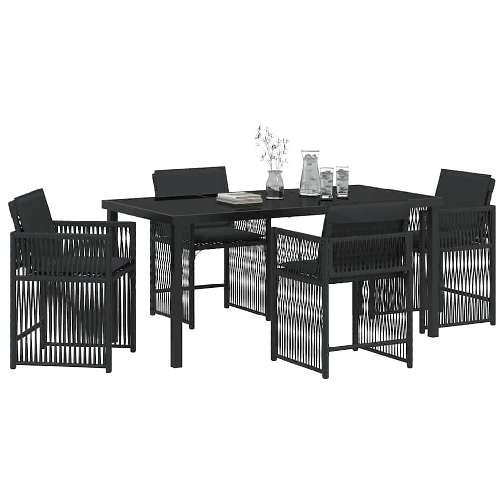 vidaXL Zestaw do jadalni w ogrodzie 5 pcs Czarny polirattan