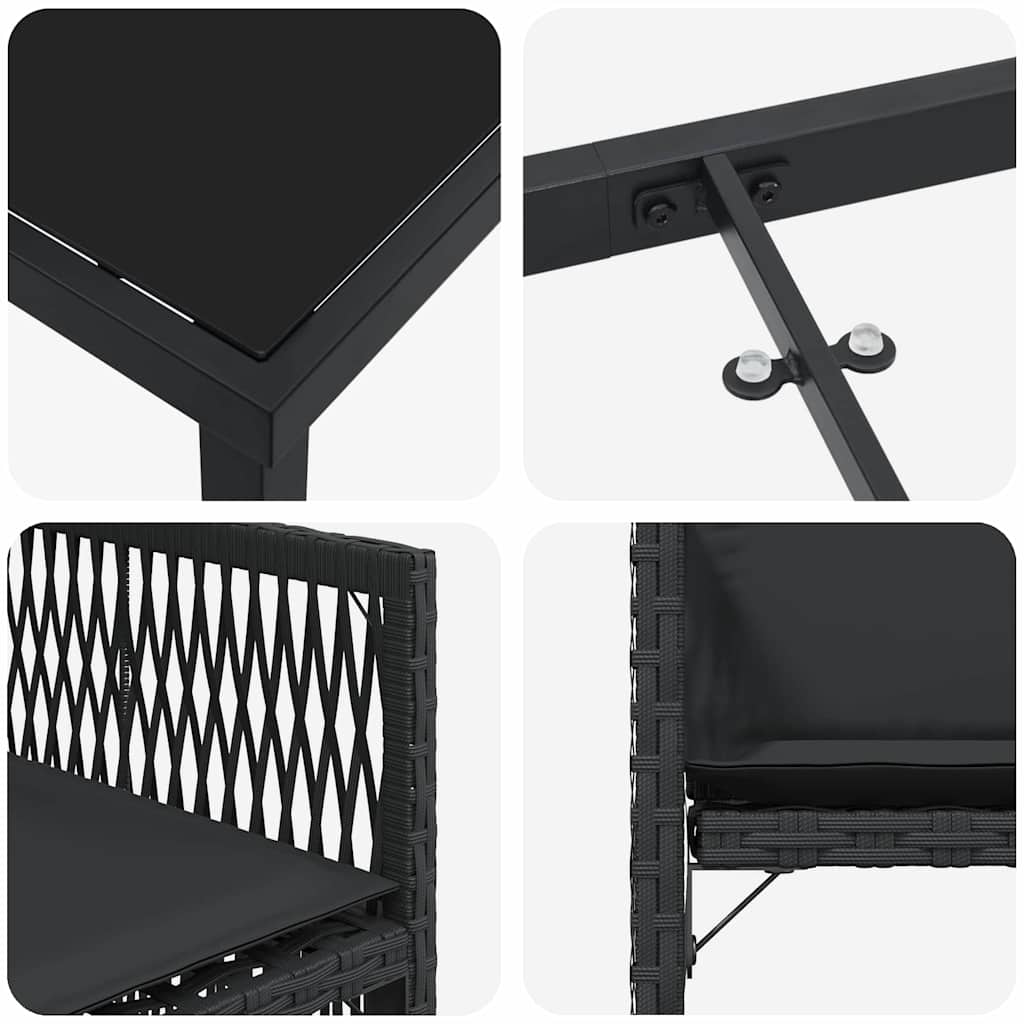 vidaXL Zestaw do jadalni w ogrodzie 9 pcs Czarny polirattan