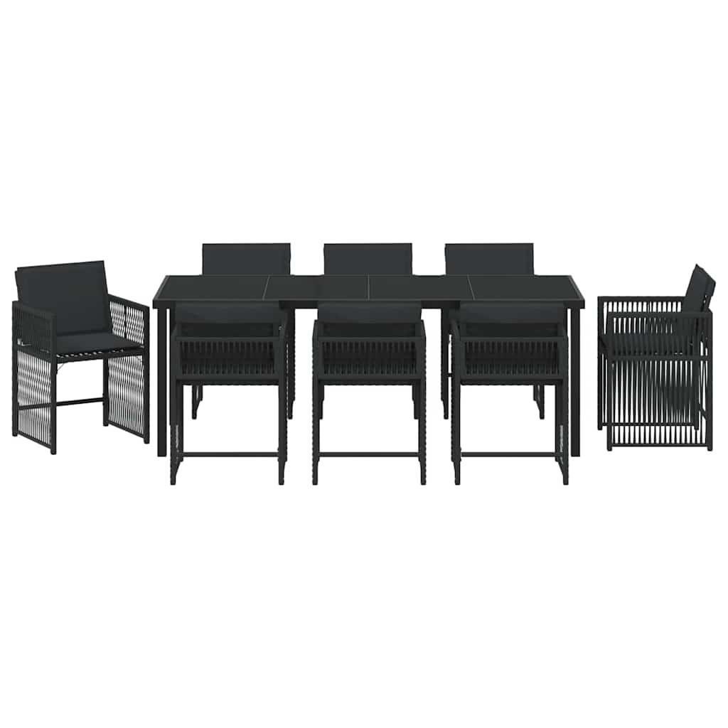 vidaXL Zestaw do jadalni w ogrodzie 9 pcs Czarny polirattan