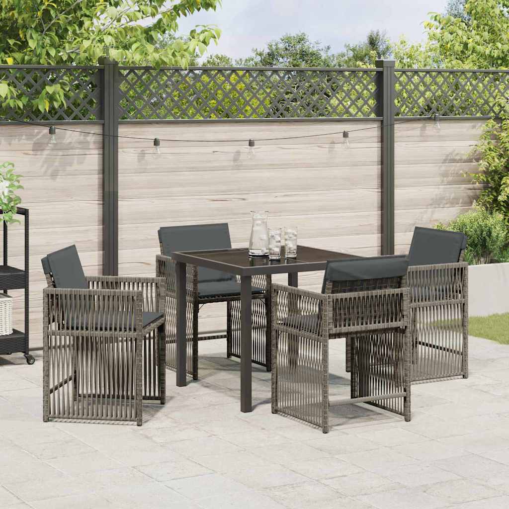 vidaXL Zestaw do jadalni w ogrodzie 5 pcs Szary polirattan