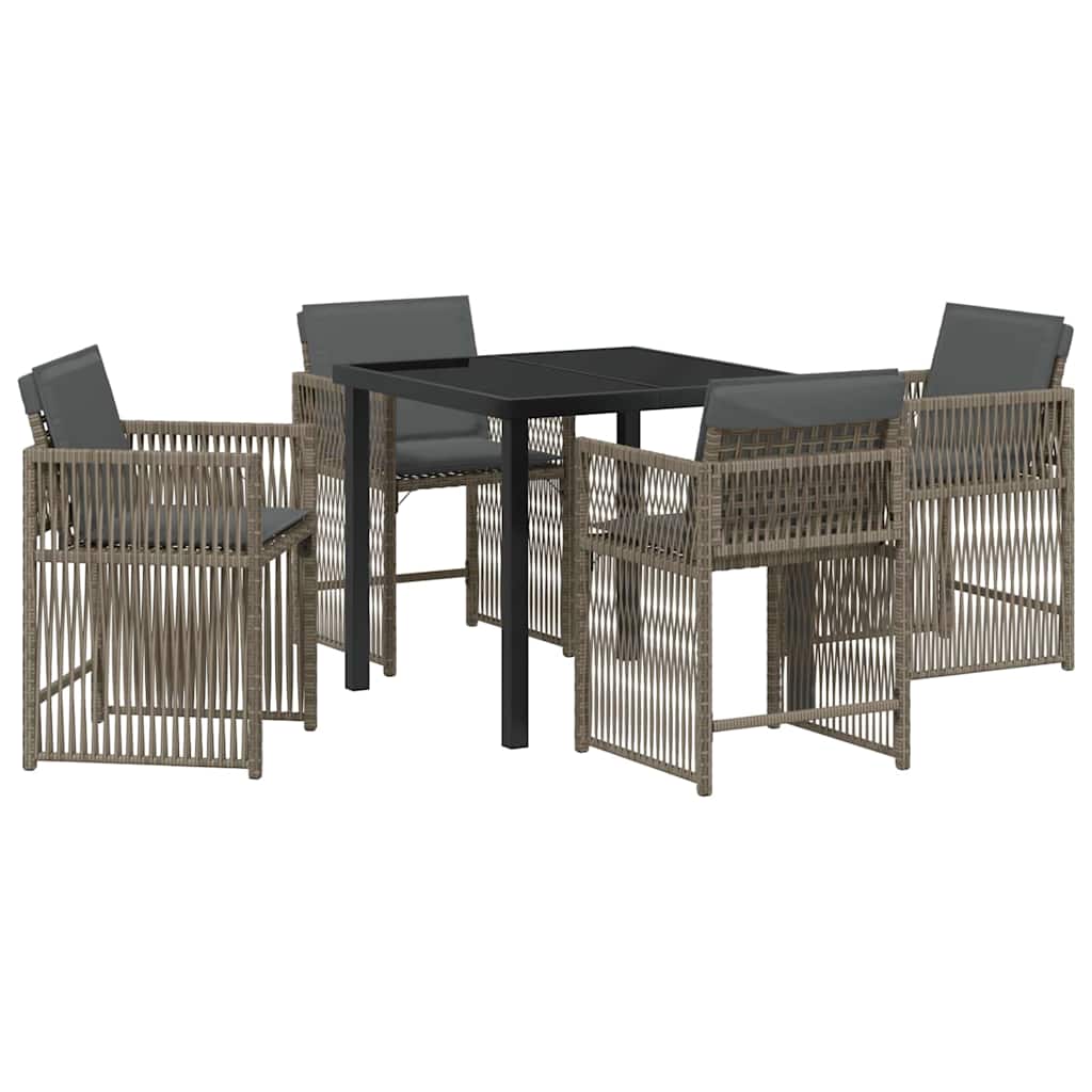 vidaXL Zestaw do jadalni w ogrodzie 5 pcs Szary polirattan