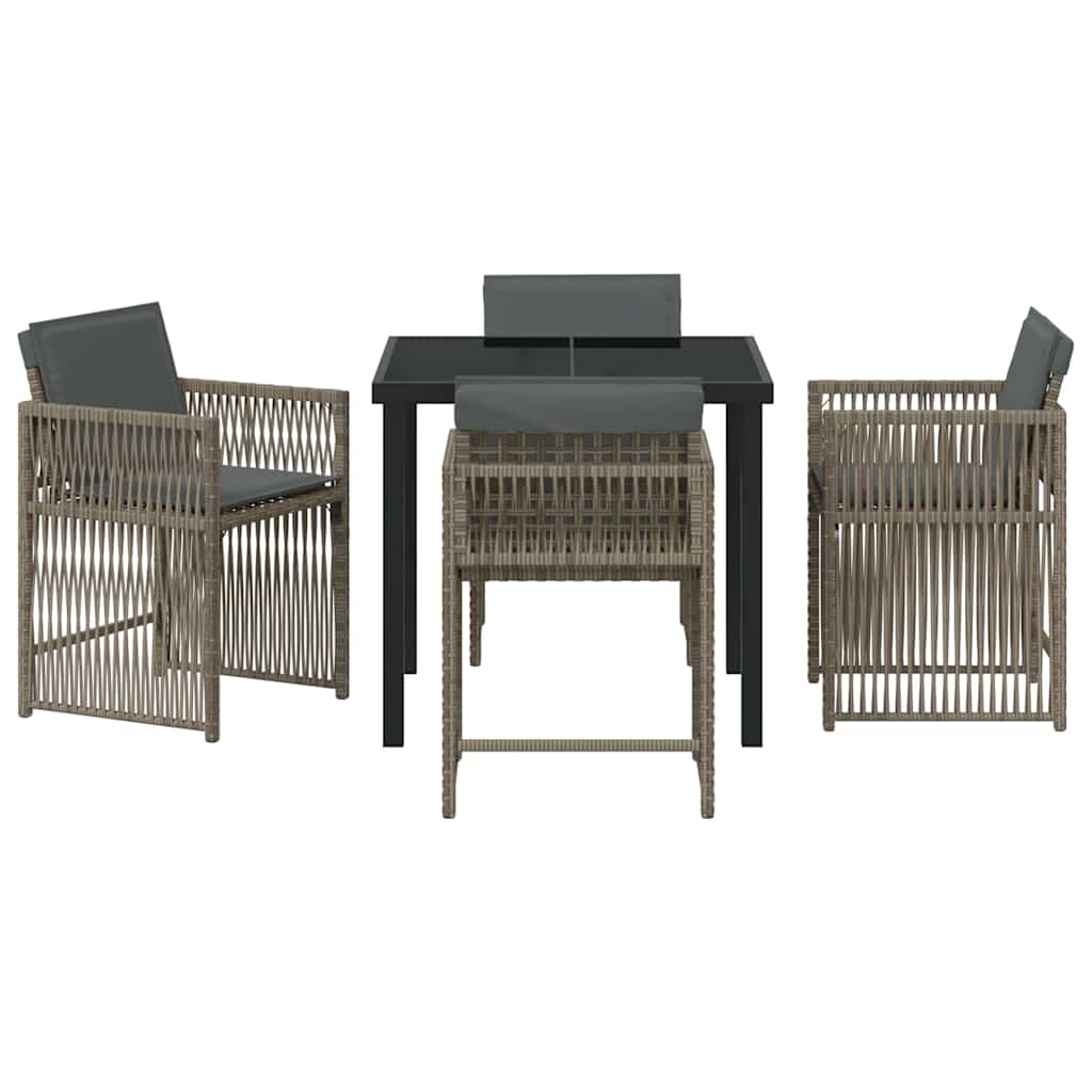 vidaXL Zestaw do jadalni w ogrodzie 5 pcs Szary polirattan