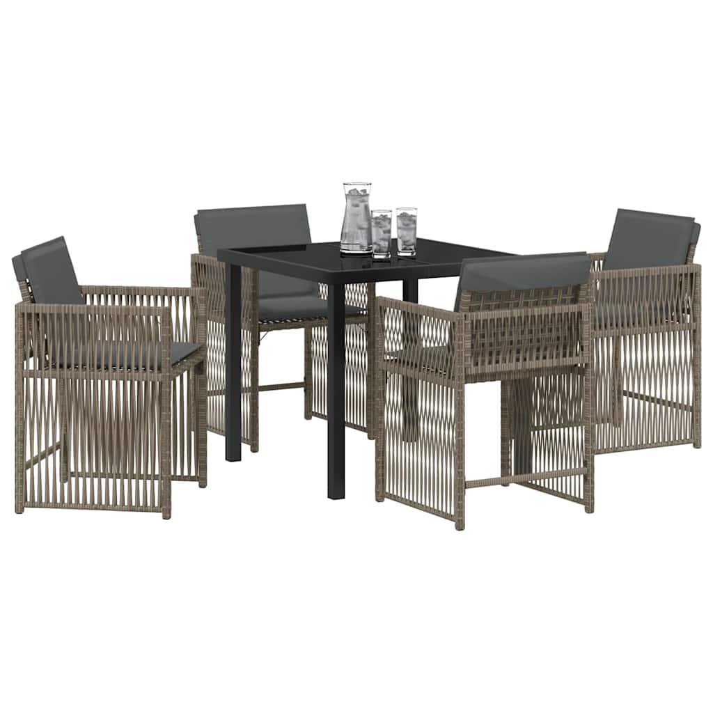 vidaXL Zestaw do jadalni w ogrodzie 5 pcs Szary polirattan