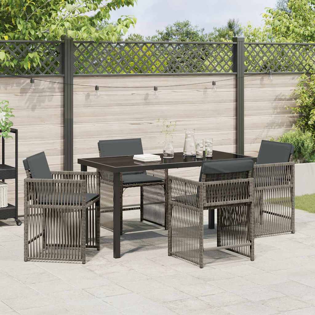 vidaXL Zestaw do jadalni w ogrodzie 5 pcs Szary polirattan