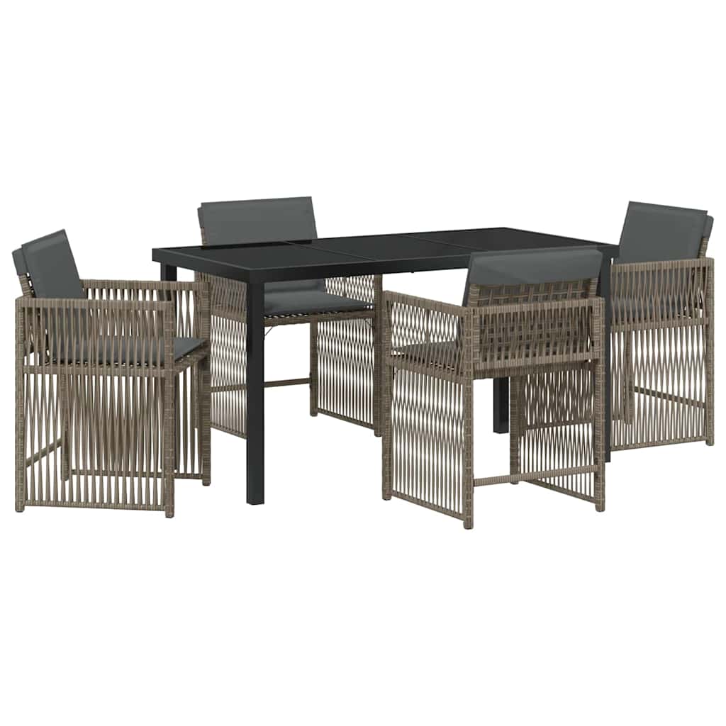vidaXL Zestaw do jadalni w ogrodzie 5 pcs Szary polirattan