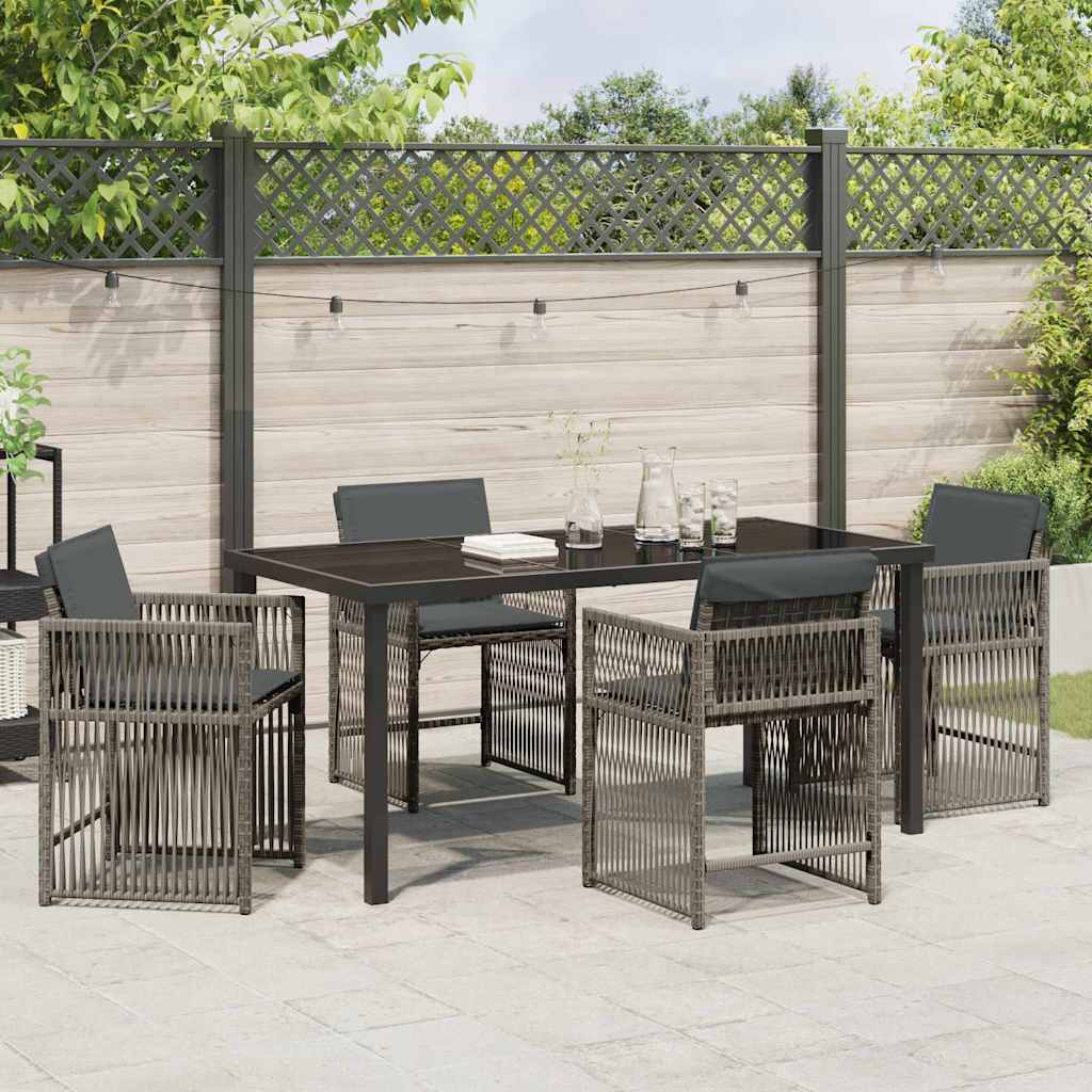 vidaXL Zestaw do jadalni w ogrodzie 5 pcs Szary polirattan