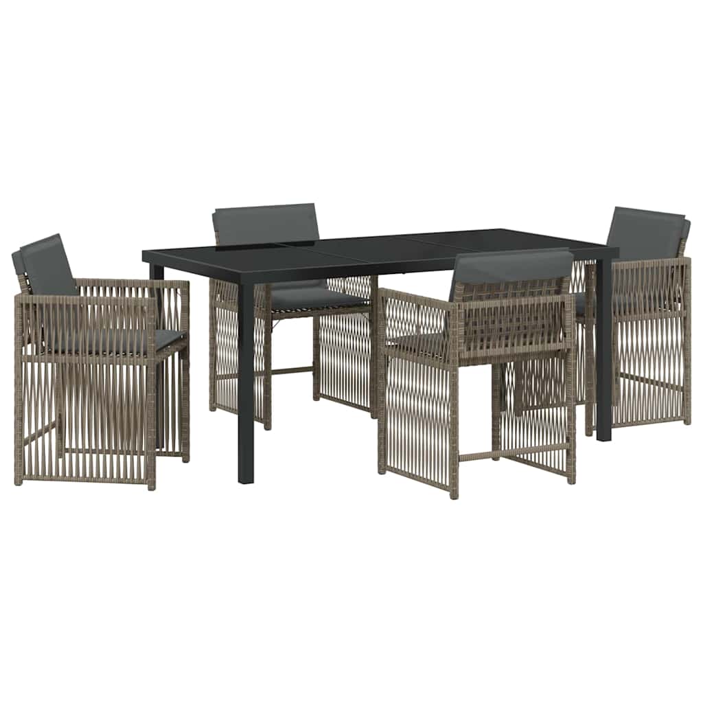 vidaXL Zestaw do jadalni w ogrodzie 5 pcs Szary polirattan