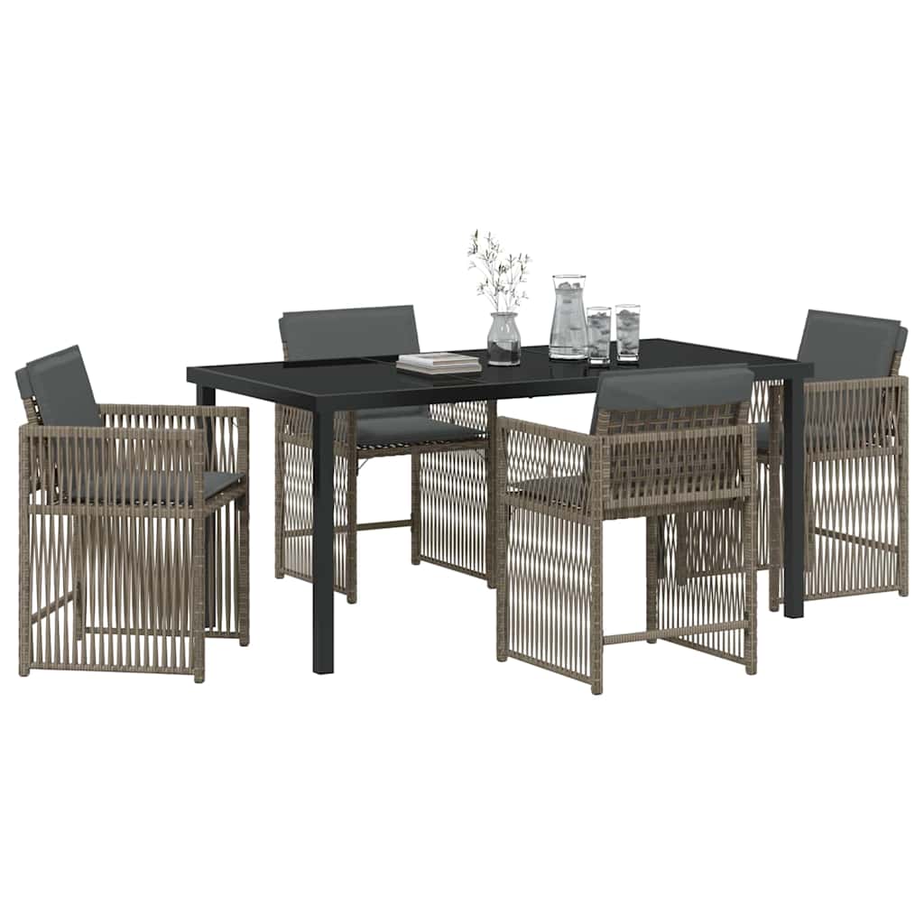 vidaXL Zestaw do jadalni w ogrodzie 5 pcs Szary polirattan
