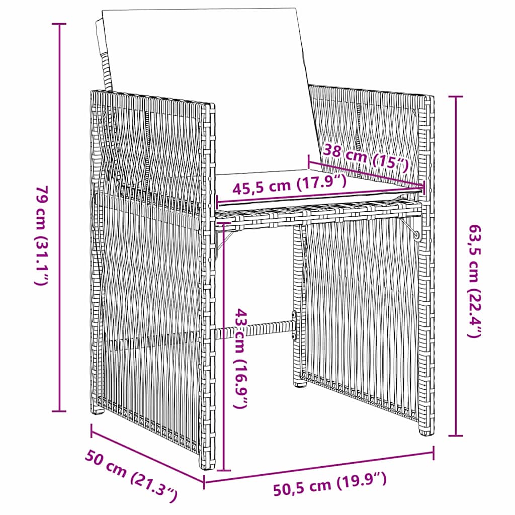 vidaXL Zestaw do jadalni w ogrodzie 5 pcs Szary polirattan