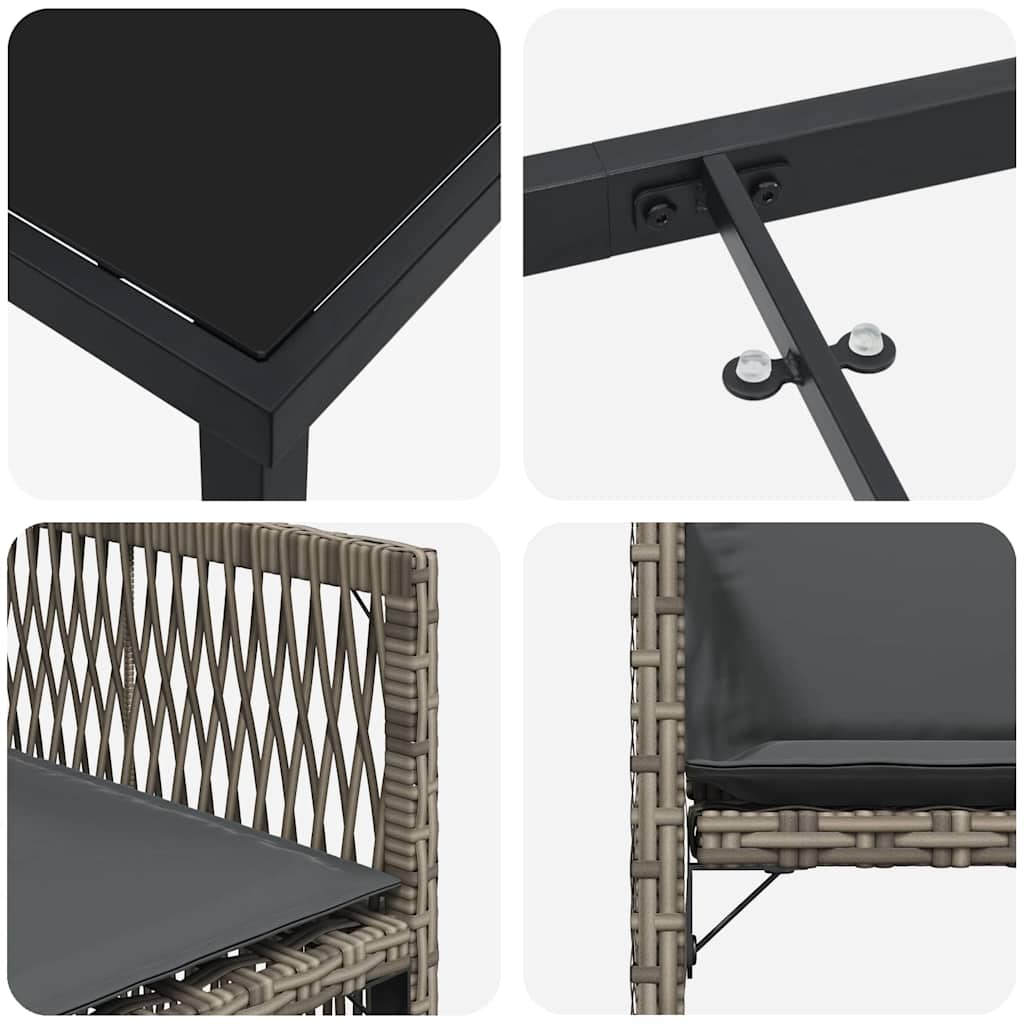vidaXL Zestaw do jadalni w ogrodzie 9 pcs Szary polirattan