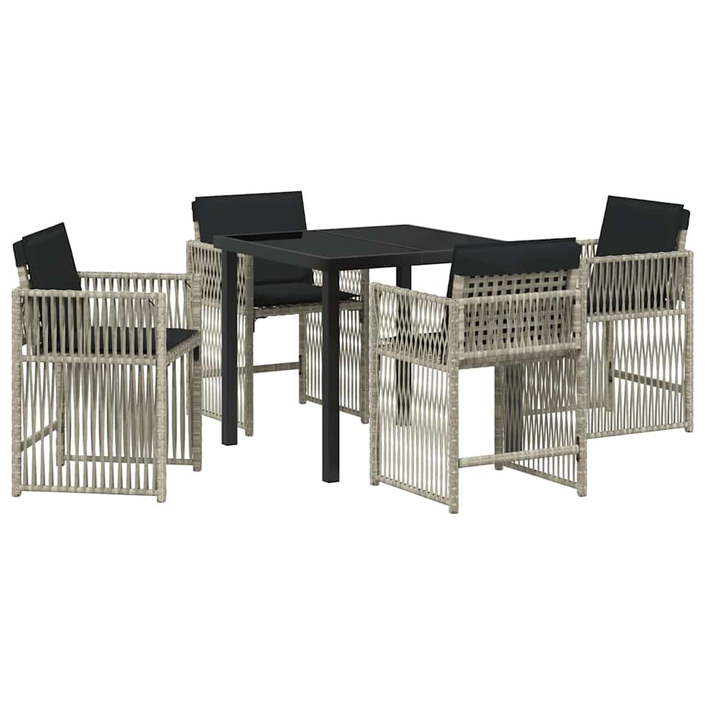 vidaXL Zestaw do jadalni w ogrodzie 5 pcs Jasnoszary polirattan