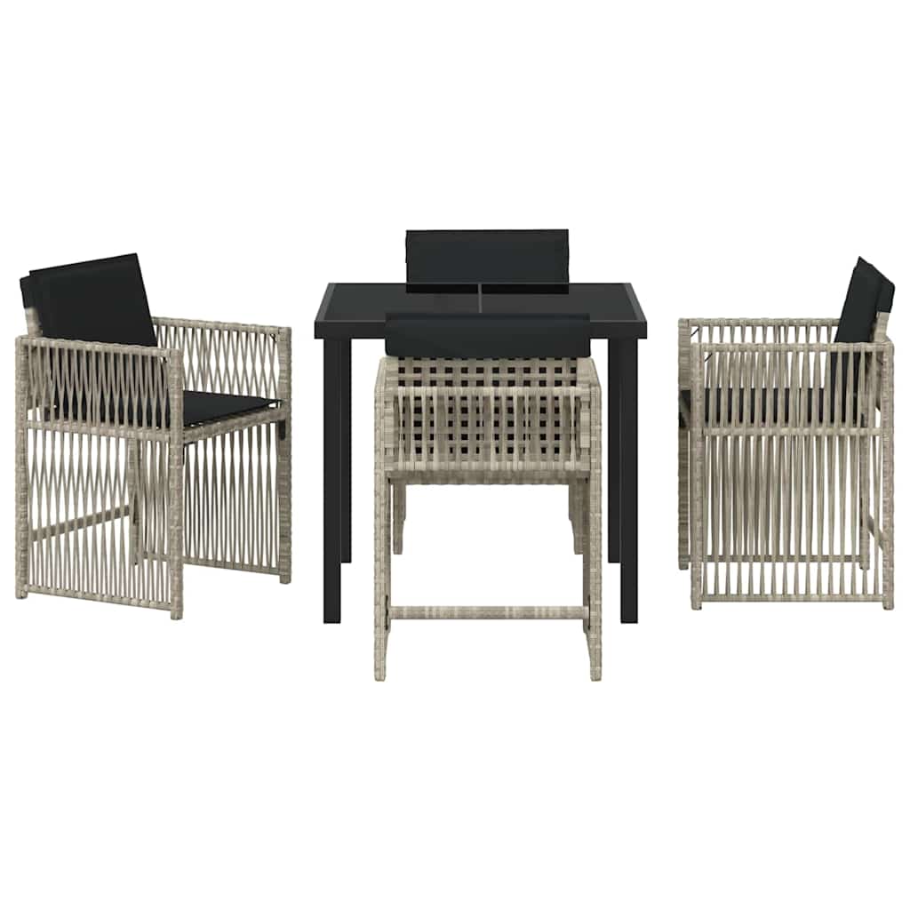 vidaXL Zestaw do jadalni w ogrodzie 5 pcs Jasnoszary polirattan