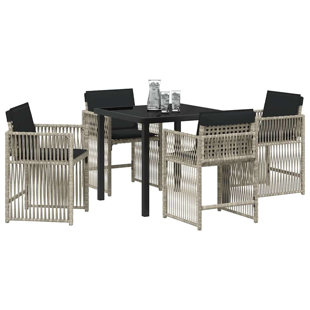 vidaXL Zestaw do jadalni w ogrodzie 5 pcs Jasnoszary polirattan
