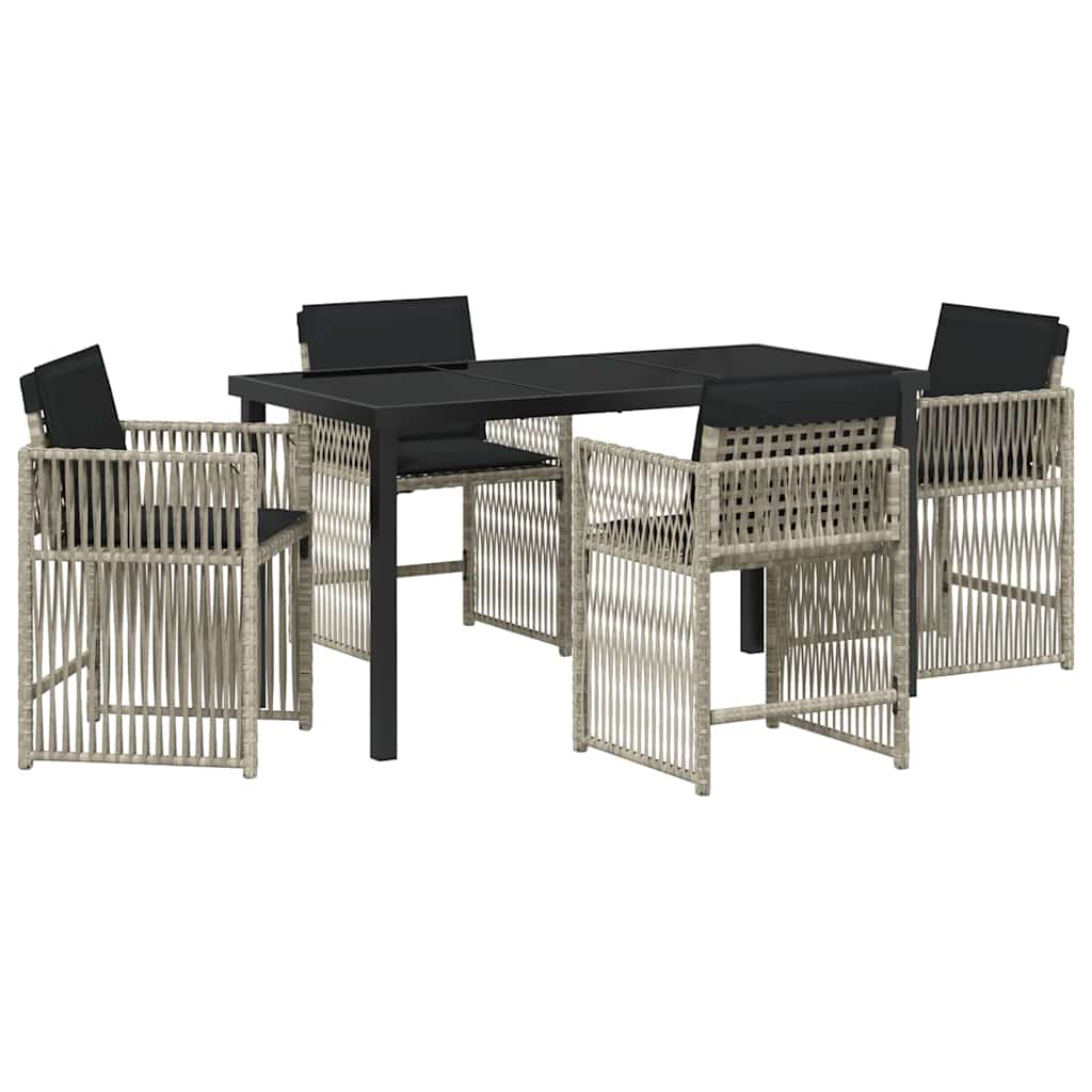 vidaXL Zestaw do jadalni w ogrodzie 5 pcs Jasnoszary polirattan