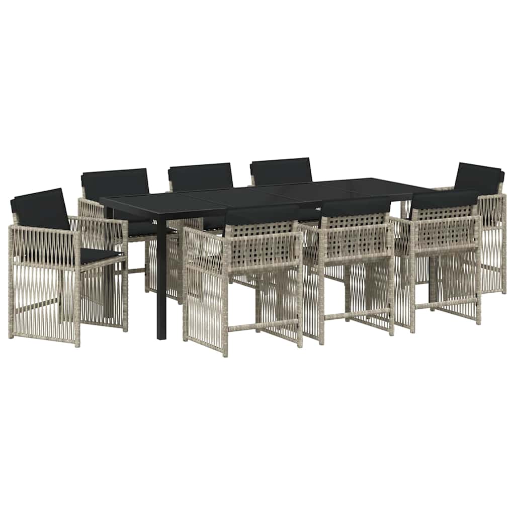 vidaXL Zestaw do jadalni w ogrodzie 9 pcs Jasnoszary polirattan