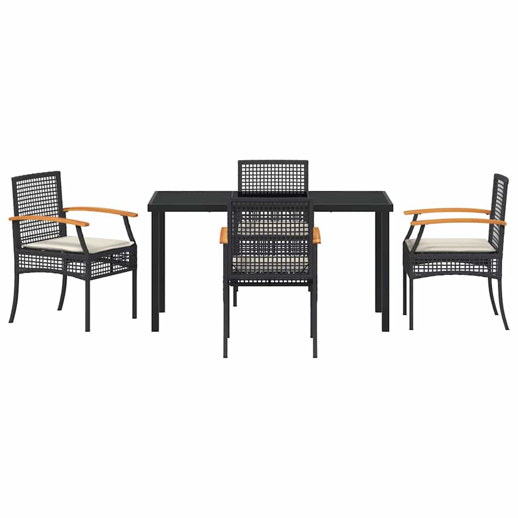 vidaXL Zestaw do jadalni w ogrodzie z poduszką 5 pcs Czarny rattan