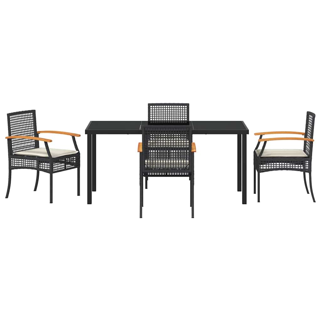 vidaXL Zestaw do jadalni w ogrodzie z poduszką 5 pcs Czarny rattan