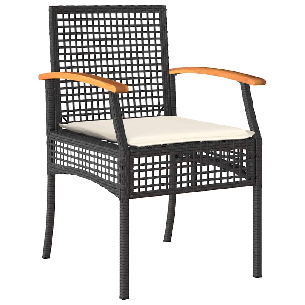 vidaXL Zestaw do jadalni w ogrodzie z poduszką 7 pcs Czarny rattan