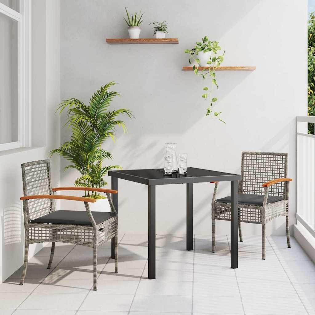 vidaXL Zestaw do jadalni w ogrodzie 3 pcs Szary i czarny rattan