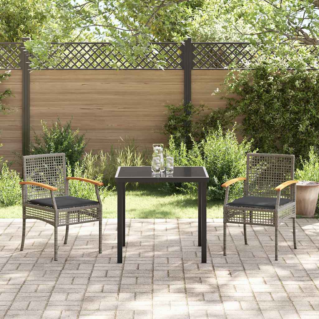 vidaXL Zestaw do jadalni w ogrodzie 3 pcs Szary i czarny rattan