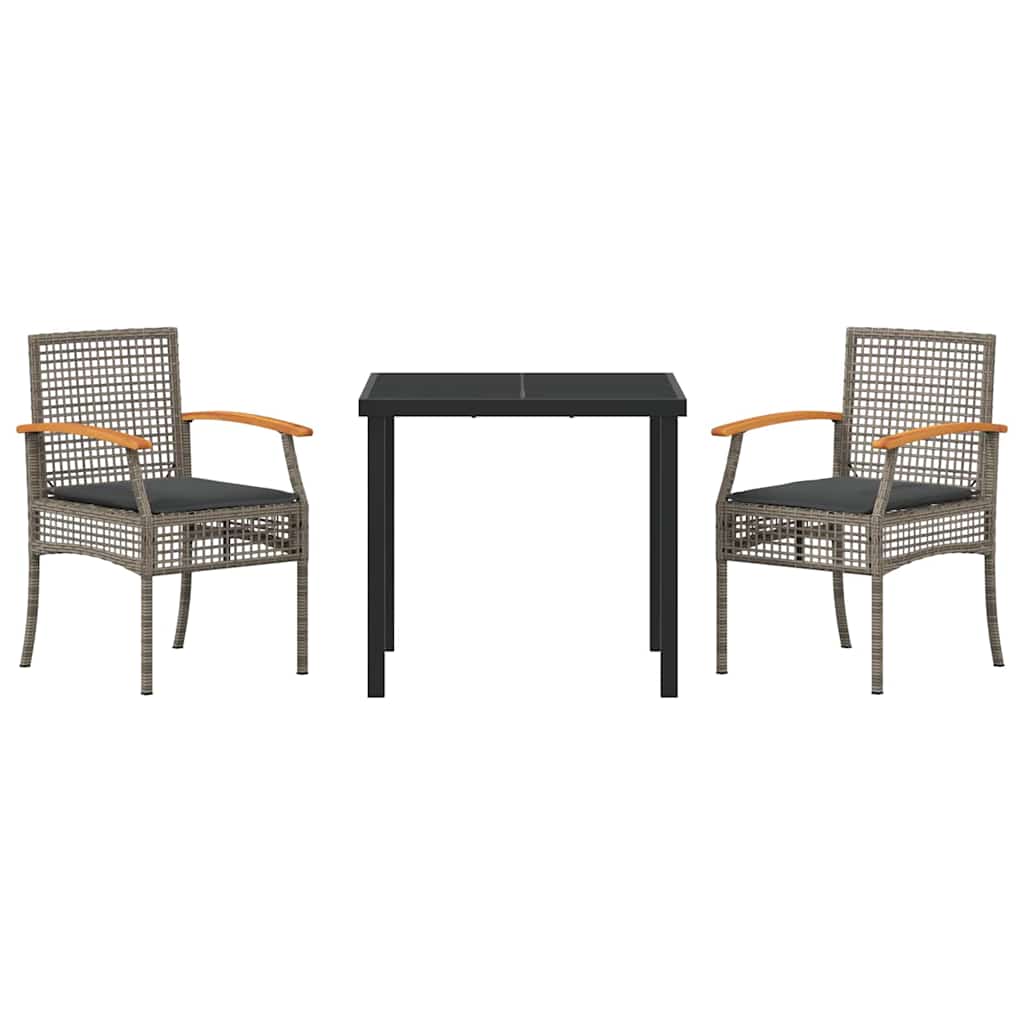 vidaXL Zestaw do jadalni w ogrodzie 3 pcs Szary i czarny rattan
