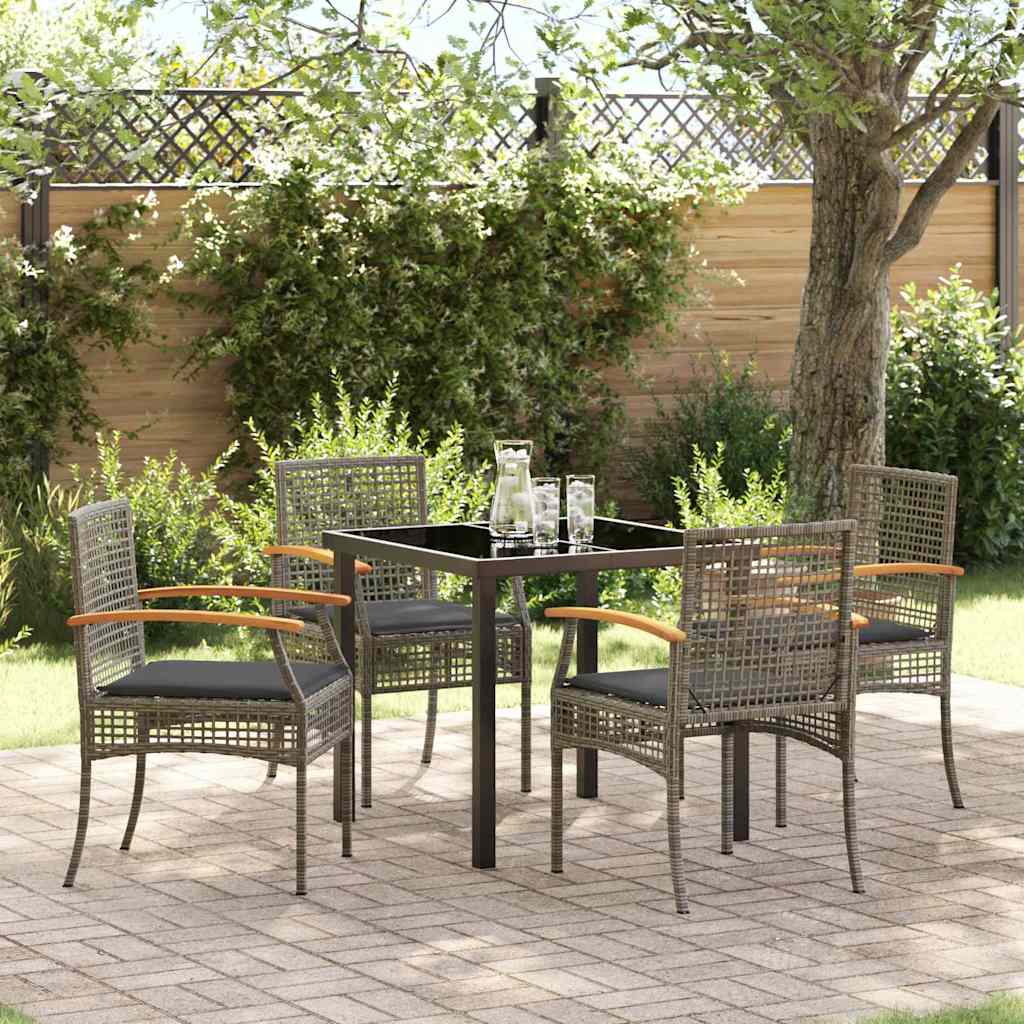 vidaXL Zestaw do jadalni w ogrodzie 5 pcs Szary i czarny rattan