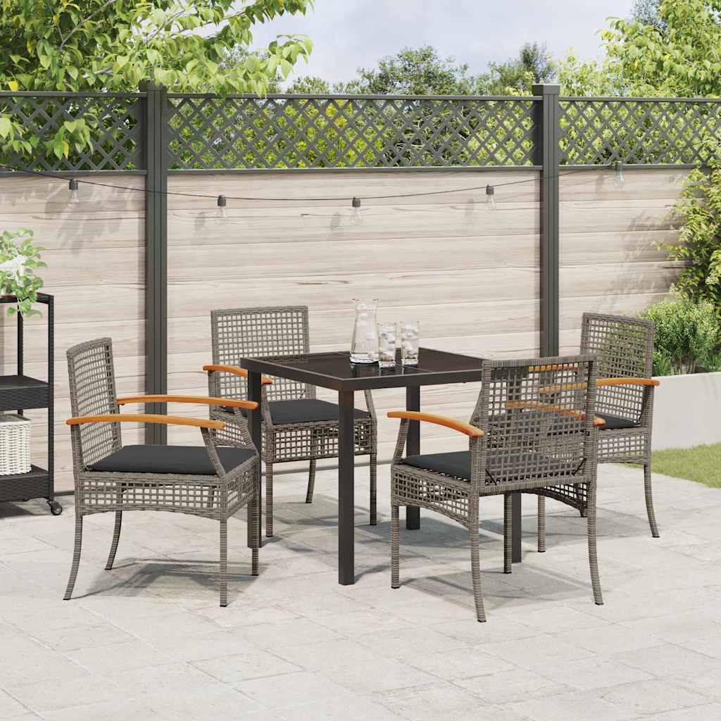 vidaXL Zestaw do jadalni w ogrodzie 5 pcs Szary i czarny rattan