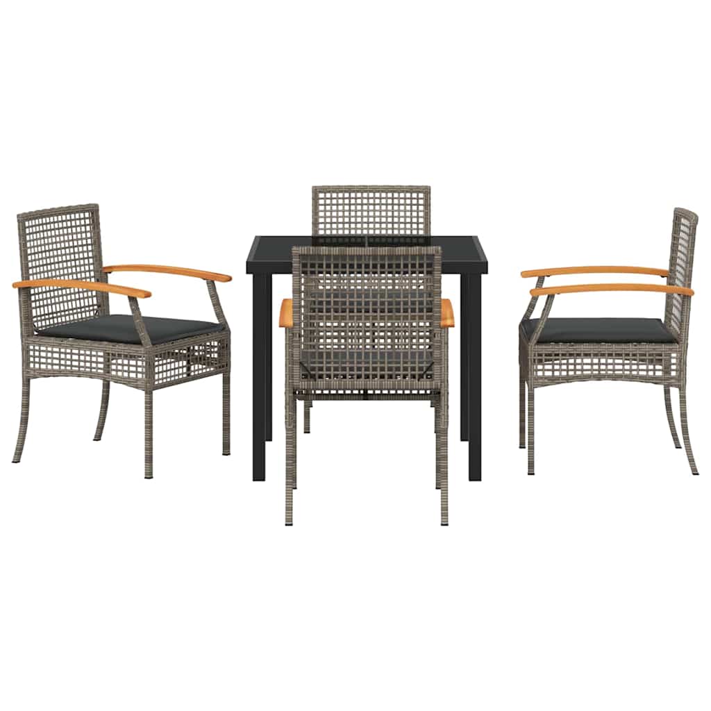 vidaXL Zestaw do jadalni w ogrodzie 5 pcs Szary i czarny rattan