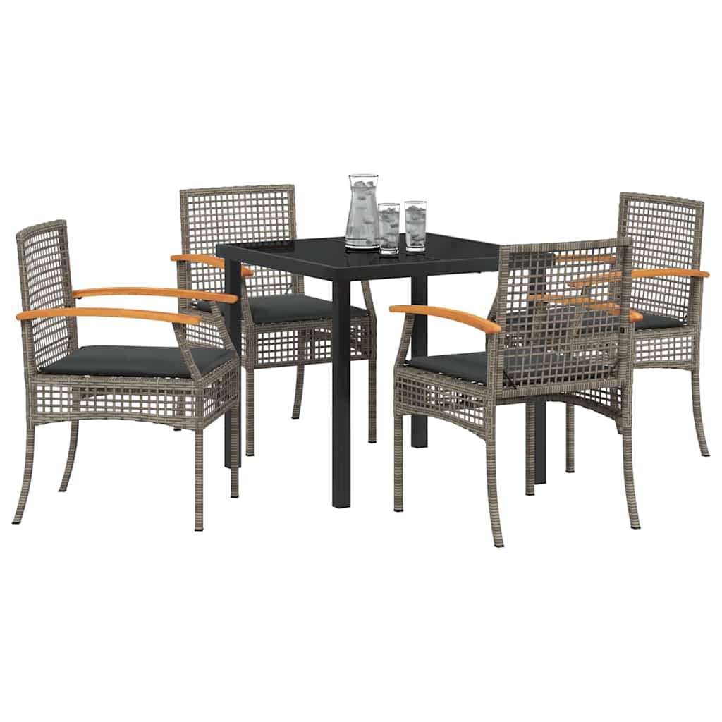 vidaXL Zestaw do jadalni w ogrodzie 5 pcs Szary i czarny rattan