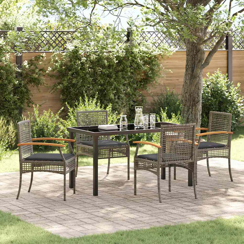 vidaXL Zestaw do jadalni w ogrodzie 5 pcs Szary i czarny rattan