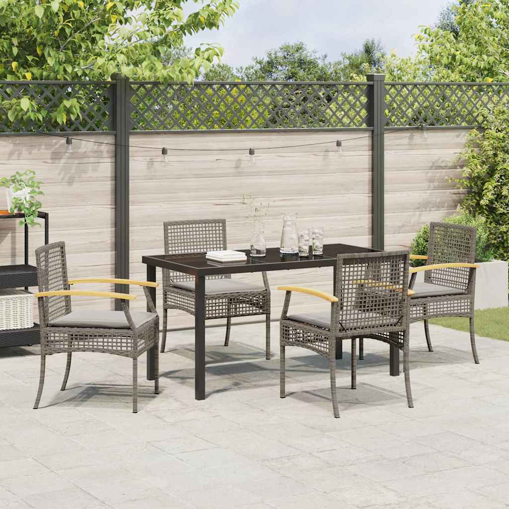 vidaXL Zestaw do jadalni w ogrodzie 5 pcs Szary i czarny rattan