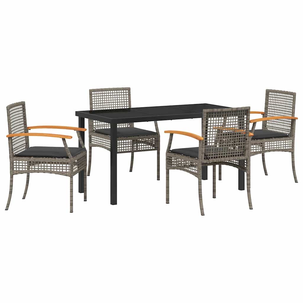 vidaXL Zestaw do jadalni w ogrodzie 5 pcs Szary i czarny rattan