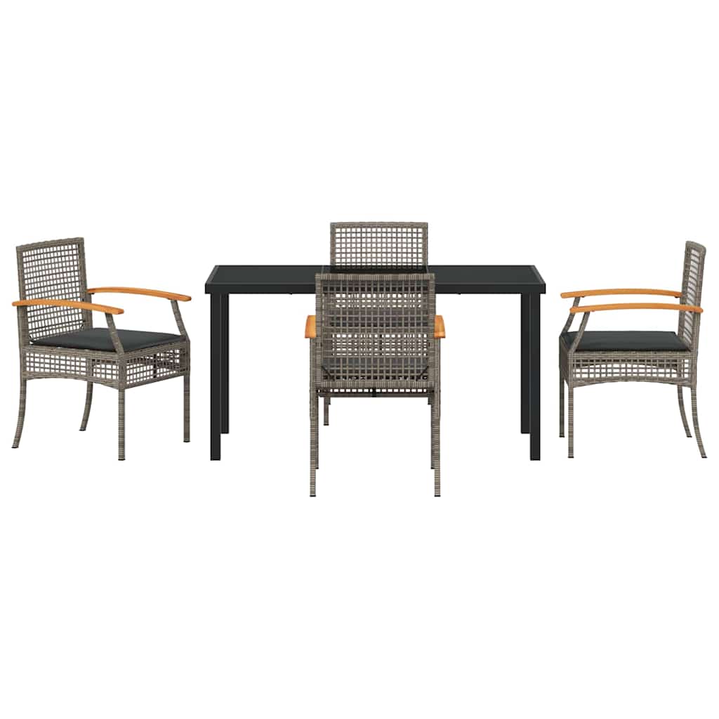vidaXL Zestaw do jadalni w ogrodzie 5 pcs Szary i czarny rattan