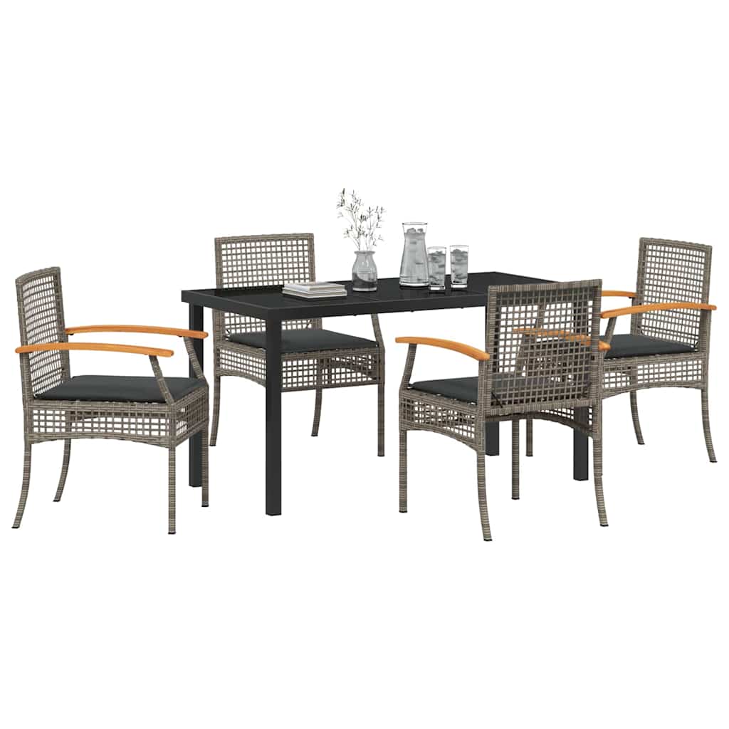 vidaXL Zestaw do jadalni w ogrodzie 5 pcs Szary i czarny rattan
