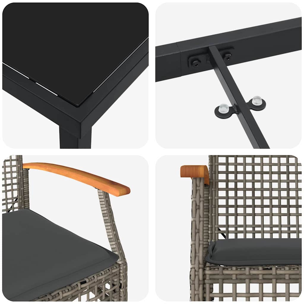 vidaXL Zestaw do jadalni w ogrodzie 5 pcs Szary i czarny rattan