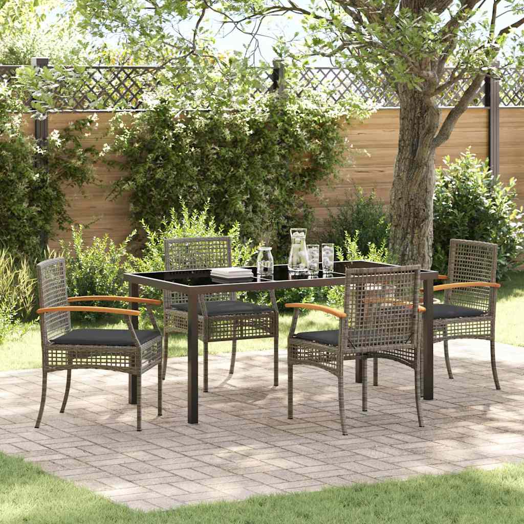 vidaXL Zestaw do jadalni w ogrodzie 5 pcs Szary i czarny rattan