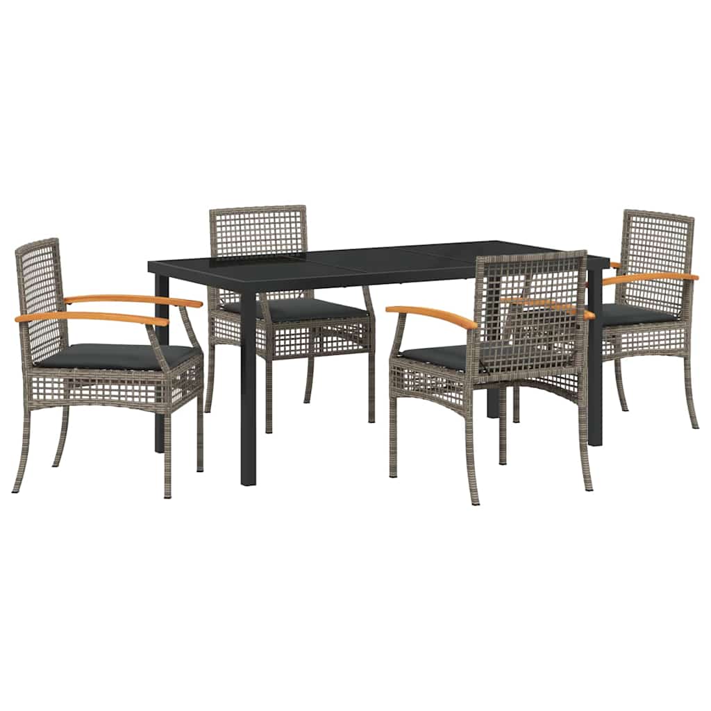vidaXL Zestaw do jadalni w ogrodzie 5 pcs Szary i czarny rattan