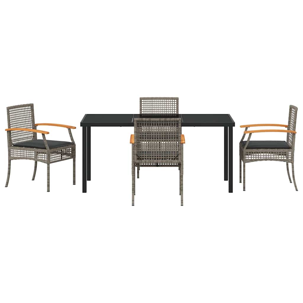 vidaXL Zestaw do jadalni w ogrodzie 5 pcs Szary i czarny rattan
