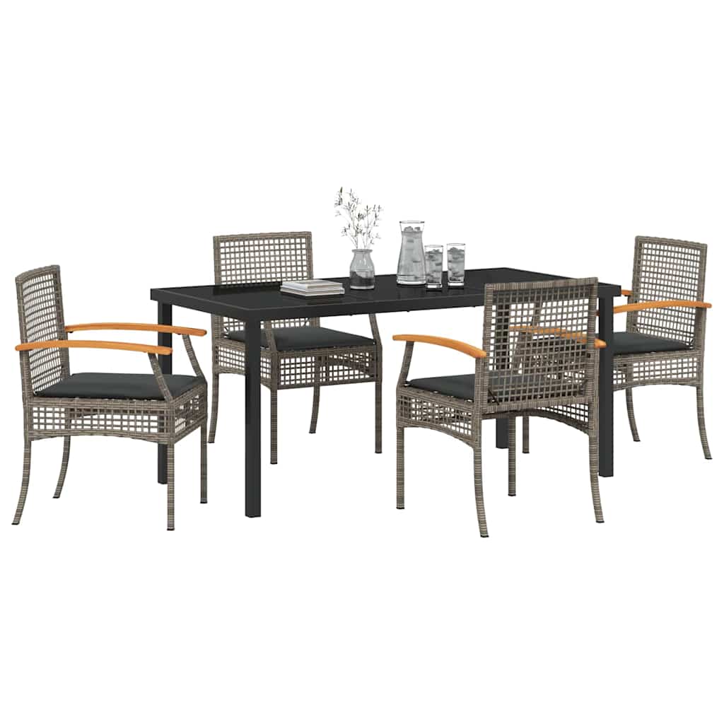 vidaXL Zestaw do jadalni w ogrodzie 5 pcs Szary i czarny rattan