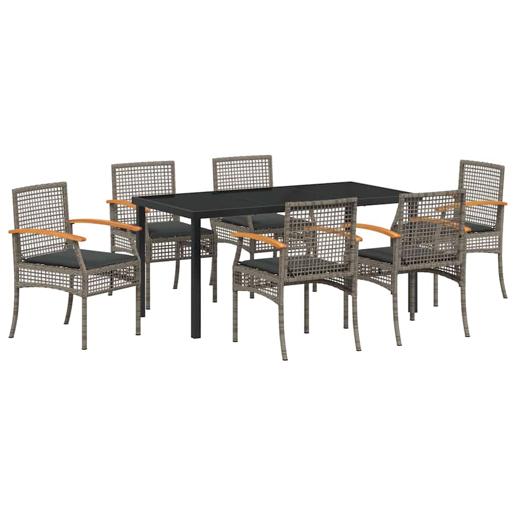 vidaXL Zestaw do jadalni w ogrodzie 7 pcs Szary i czarny rattan