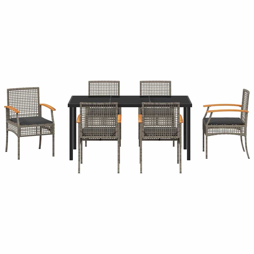 vidaXL Zestaw do jadalni w ogrodzie 7 pcs Szary i czarny rattan
