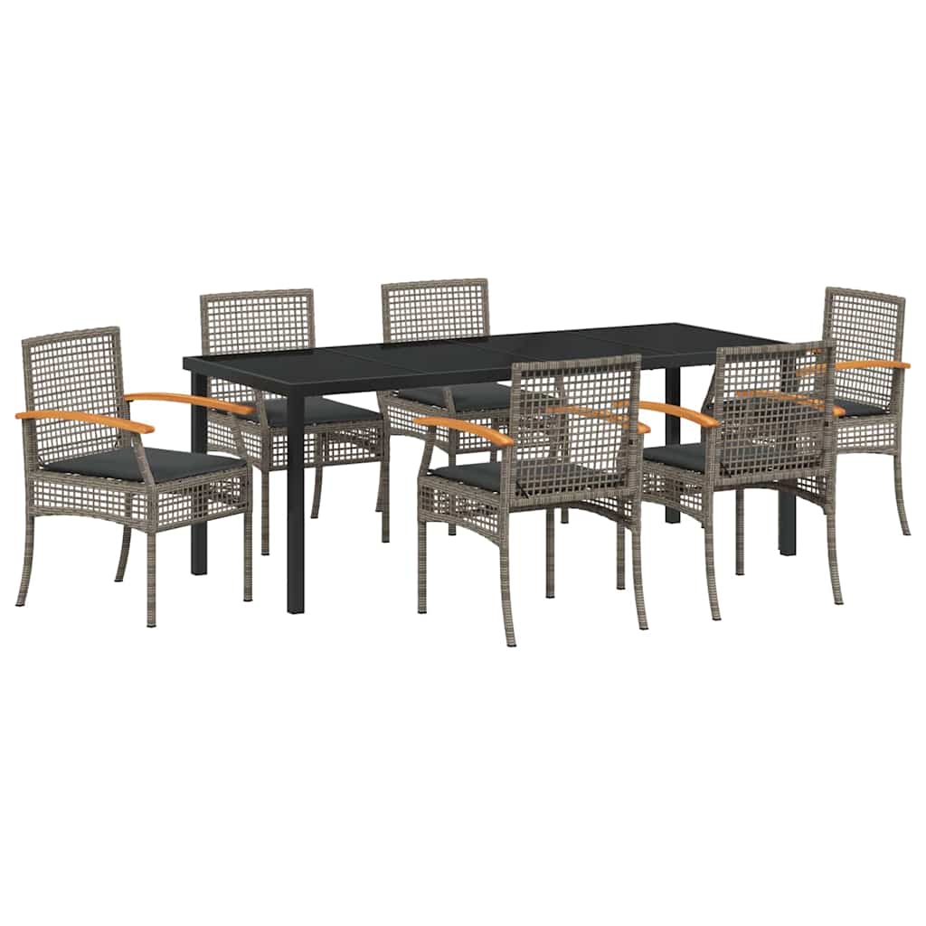 vidaXL Zestaw do jadalni w ogrodzie 7 pcs Szary i czarny rattan