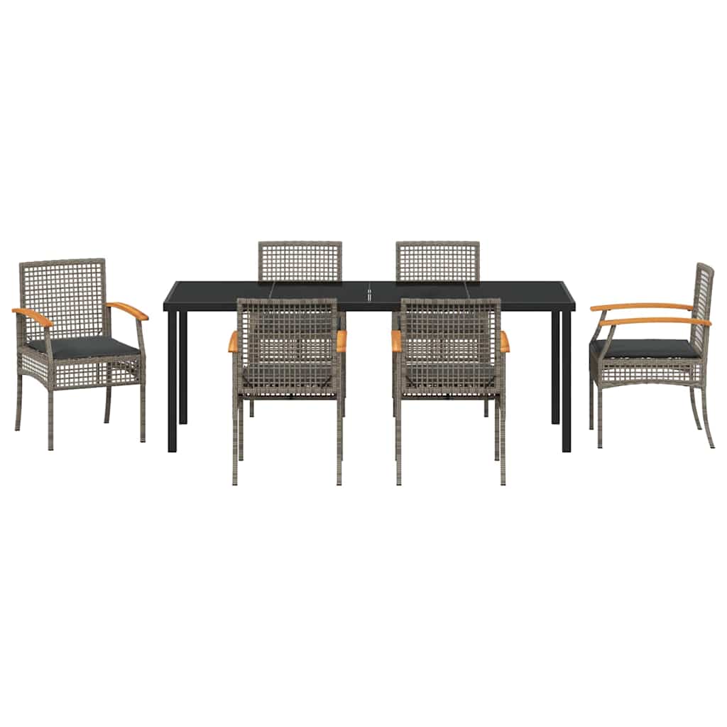 vidaXL Zestaw do jadalni w ogrodzie 7 pcs Szary i czarny rattan
